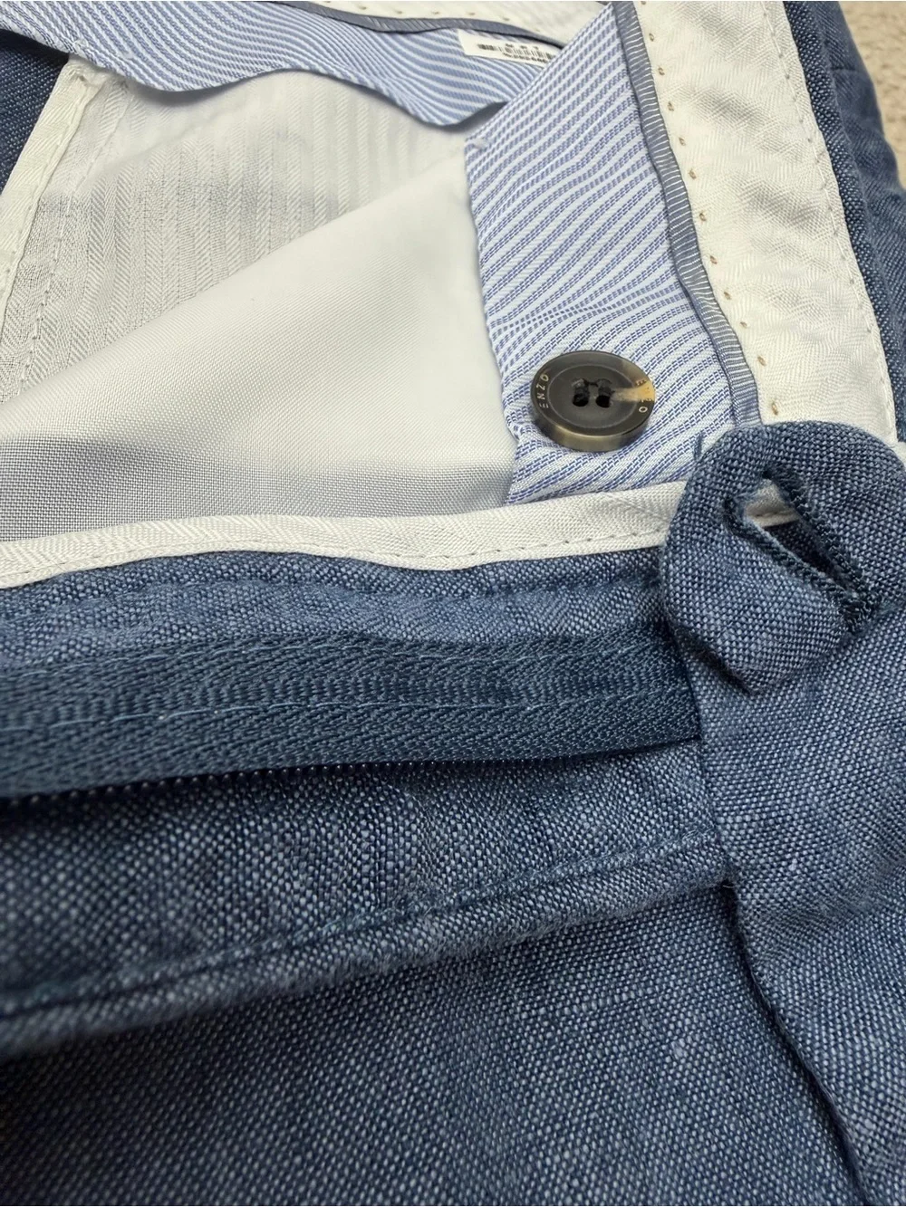 Light Blue Wide Leg Linen Blend Pants